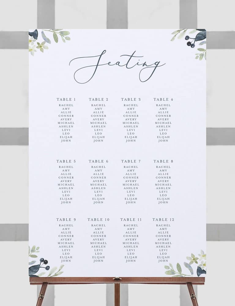 Mulberry Seating Chart Fabled Papery